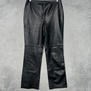 INC International Concepts Leather Pants Women's Sz 8 (30x31) Black Straight Leg
